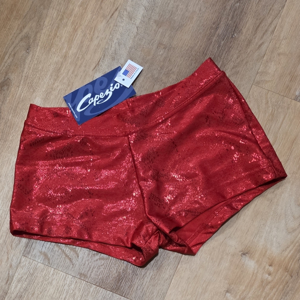 Capezio Women's Red Sparkle Snake Print Shorts - XS (078)